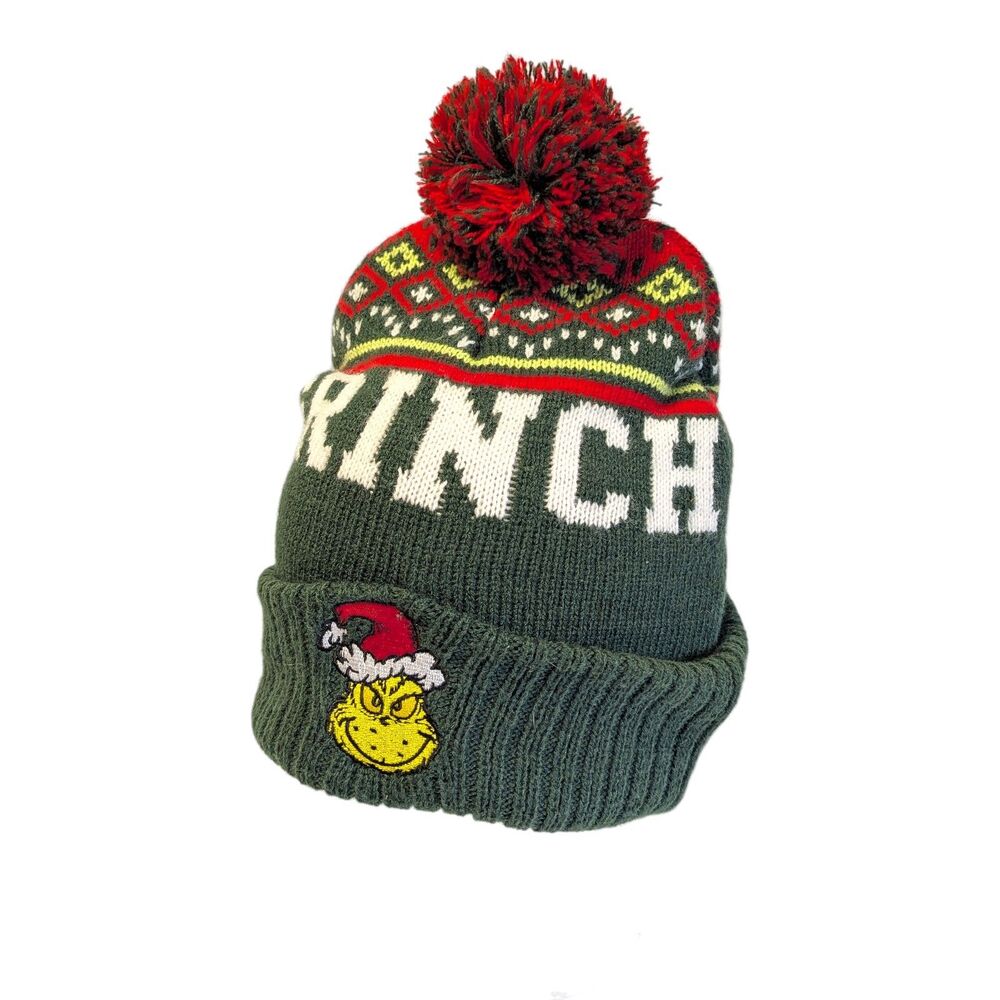 Grinch Beanie Pom Pom Hat Bioworld The Grinch Dr Seuss Christmas Holiday One Siz